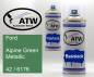 Preview: Ford, Alpine Green Metallic, 42 / 6176: 400ml Sprühdose + 400ml Klarlack - Set, von ATW Autoteile West.